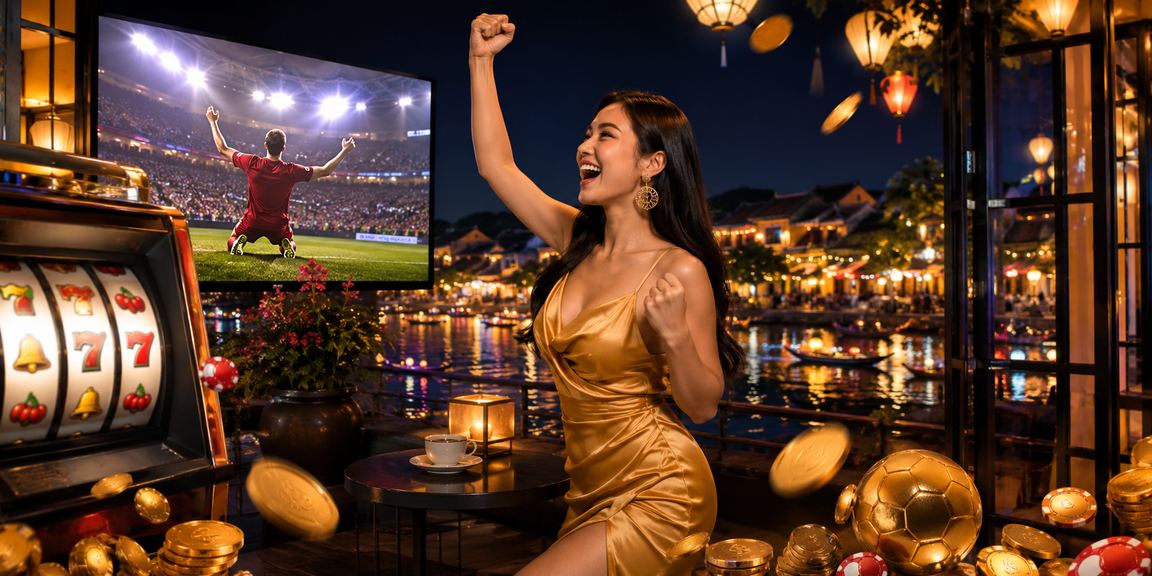 Người chơi thưởng thức slot game và live casino tại Hội An